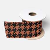 Bruine Zwarte Houndstooth Schotse ruit Satijnen Lint (Spoel)