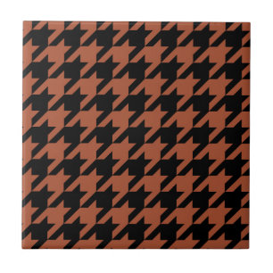 Bruine Zwarte Houndstooth Schotse ruit Tegeltje
