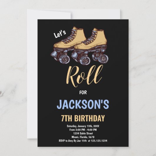 Bruine zwarte jongen skate verjaardagsuitnodiginge kaart (Voorkant)