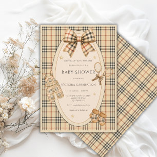 Bruine Zwarte Karo Dienst Doet Liefde Baby Shower Kaart