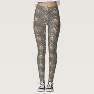 Bruine zwarte kippenveren patroon legging