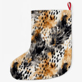 Bruine Zwarte Luipaard Dier Abstract Kerstmis Grote Kerstsok (Achterkant)