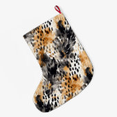 Bruine Zwarte Luipaard Dier Abstract Kerstmis Grote Kerstsok (Achterkant (Hangend))