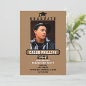 Bruine & Zwarte Moderne School Afsluitingsfeest  Kaart (Staand voorkant)