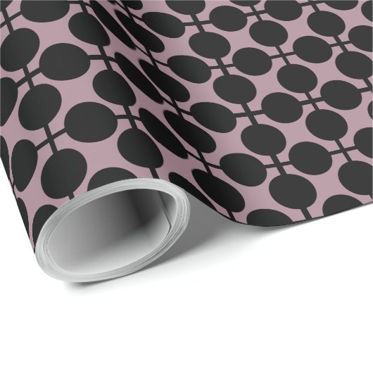 bruine zwarte polka dot check pattern mode cadeaupapier (Rol Hoek)