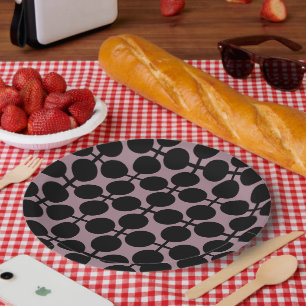 bruine zwarte polka dot check pattern mode papieren bordje