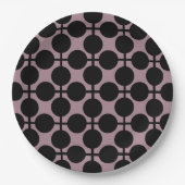 bruine zwarte polka dot check pattern mode papieren bordje (Voorkant)
