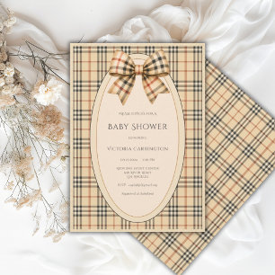 Bruine Zwarte Ruitbeer Baby Shower Kaart
