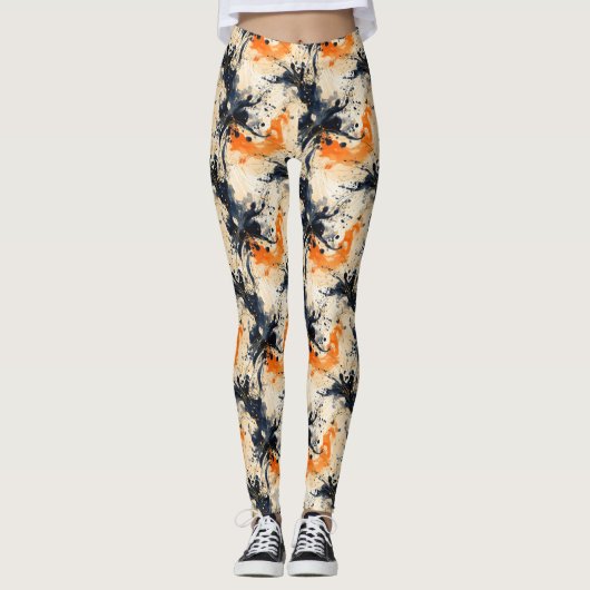 Bruine zwarte splash Leggings (Voorkant)