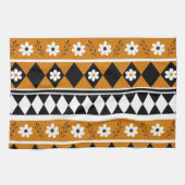 Bruine Zwarte Streep Tropische Bloemen Botanisch Theedoek (Horizontaal)