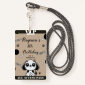Bruine Zwarte Vis Botten Puppy Dog Verjaardag VIP  Badge (Achterkant met draagriem)