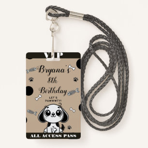 Bruine Zwarte Vis Botten Puppy Dog Verjaardag VIP Badge