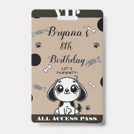 Bruine Zwarte Vis Botten Puppy Hond Verjaardag VIP Badge