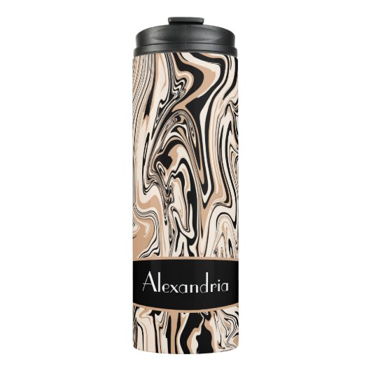 Bruine zwarte Waterverf zwenkt patroon aan Thermosbeker (Voorkant)