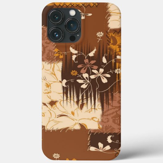 Bruine zwarte witte bloemen Case-Mate iPhone case (Achterkant)