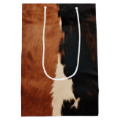 Bruine Zwarte Zuidwest Nep koeienleer Medium Cadeauzakje (Achterkant)