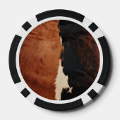 Bruine Zwarte Zuidwest Nep koeienleer Poker Chips (Achterkant)