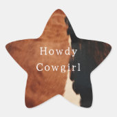 Bruine Zwarte Zuidwest Nep koeienleer Ster Sticker (Voorkant)