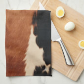 Bruine Zwarte Zuidwest Nep koeienleer Theedoek (Quarter Fold)