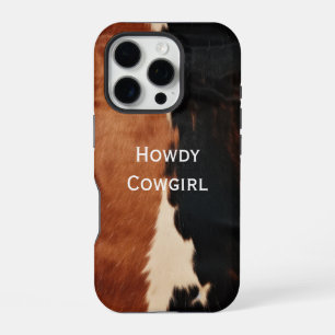 Bruine Zwarte Zuidwest Nep Runderleer iPhone 16 Pro Hoesje