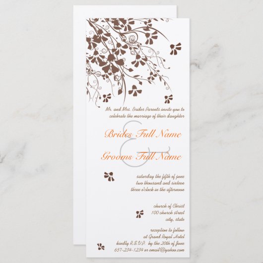 Bruine zwenkriemen bruiloft kaart (Voorkant / Achterkant)