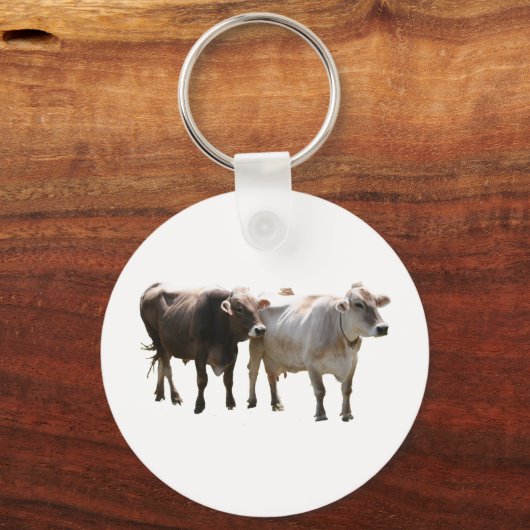 Bruine Zwitserse Koeien Sleutelhanger (Voorkant)