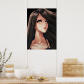 Bruineogige brunette anime meisje poster (Keuken)