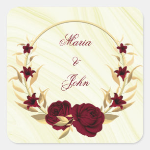 bruingoud floral gold vierkante sticker