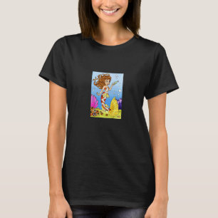 Bruinharige Zeemeermin Zwemt Op De Bodem Van De Oc T-shirt