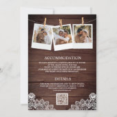 Bruinhouten slingerlichten met QR-code voor je bru Kaart (Achterkant)