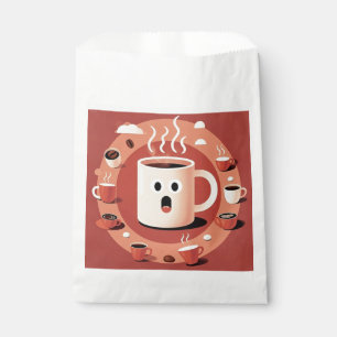 Bruinige Schattige grappige Cartoon koffiekopjes Bedankzakje