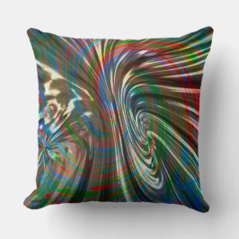 Bruinkleurige, zijdeachtige stof met ronde streep kussen