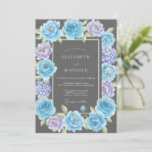 Bruinkool Lila Hydrangea Eucalyptus Bruiloft Kaart (Staand voorkant)