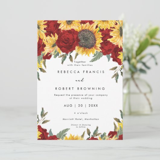 bruinkool voor zonnebloemen en rozen kaart (Staand voorkant)