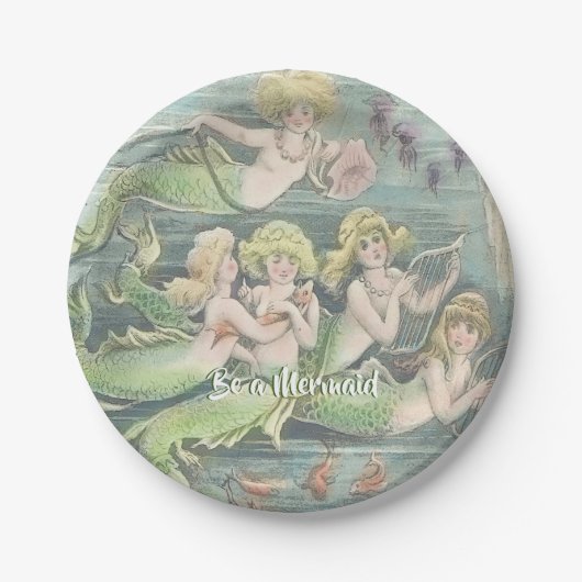  bruinkoolbrij, een zeemeermin papieren bordje (Voorkant)