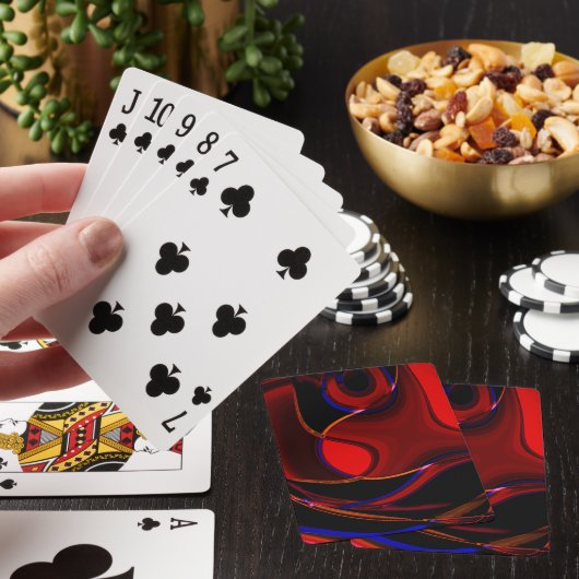 Bruinrode krommen en vlekken met blauwe strepen t pokerkaarten (Insitu)