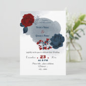 bruinrode rode bloemen bruiloft kaart (Staand voorkant)