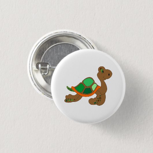 bruinschildpad ronde button 3,2 cm (Voorkant /achterkant)