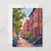 Bruinstenen stadstraat Boston Aquarelkaart (Voorkant)