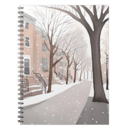 Bruinstenen Straat | Sneeuwwinter Aquarel Notitieboek