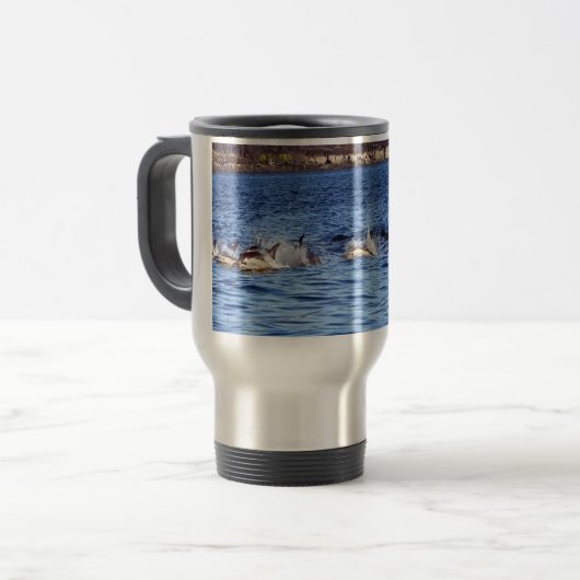 Bruinvissen van gewone dolfijnen reisbeker (Voorkant links)