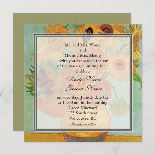  bruinzonnebloemen bruiloft kaart (Voorkant / Achterkant)