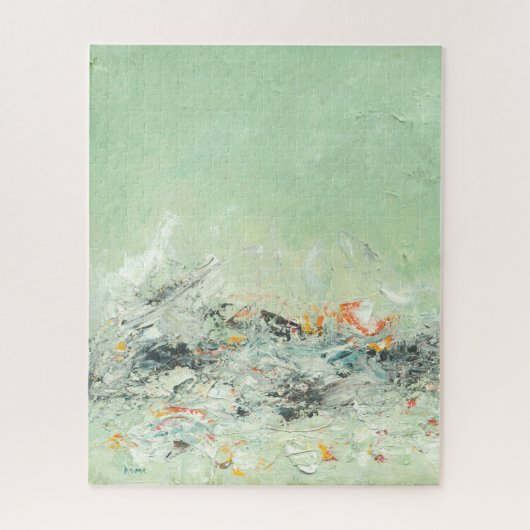 Bruisen - groene minimalistische abstracte kunst legpuzzel (Verticaal)