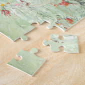 Bruisen - groene minimalistische abstracte kunst legpuzzel (Zijkant)