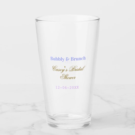Bruisend en brunch bruidsfeest naam datum paars g glas (Voorkant)