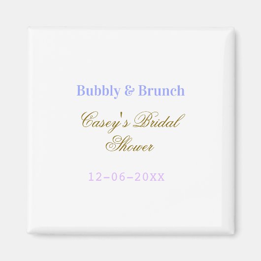 Bruisend en brunch bruidsfeest naam datum paars g magneet (Voorkant)