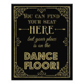bruisend goud en zwarte dans trouwbord foto afdruk (Voorkant)