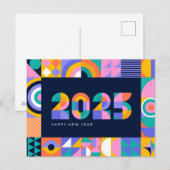 Bruisend nieuwjaar 2025 feestdagenkaart (Voorkant / Achterkant)