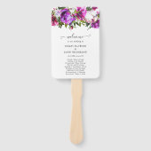 Bruisend Paars Bloemige Elegante Trouwprogramma Handwaaier (Voorkant)