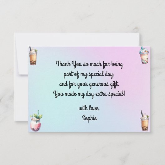 Bruisend van opwinding bobba-thee verjaardag bedankkaart (Voorkant)